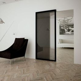 TERNO Kit Magic2 Frame Sistema Invisible para Puertas Correderas de Cristal 80Kg, Perfil Aluminio Negro, para Ancho 1100mm Alto 2200mm