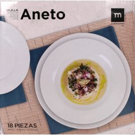 La Mediterranea Vajilla Redonda Aneto 18 piezas Blanca (2 Unidades)