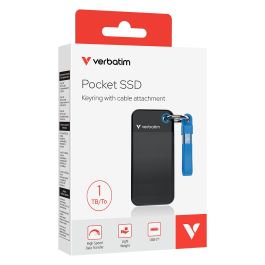 Verbatim SSD Externo Pocket 1TB USB-C 3.2 Gen 2, Lectura/Escritura 1000 MB/s, 10 Gb/s, Negro y Azul, Vx500