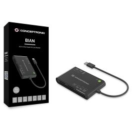 Conceptronic Lector de Tarjetas Externo USB 3.2 Gen 1 Negro Compatible con SD, microSD, MMC, MS Micro