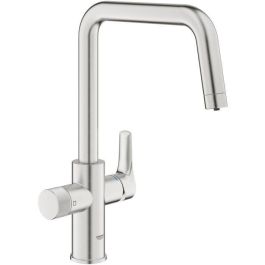 GROHE 30595DC0 Grifo Cocina con Filtro de Agua Supersteel, Caño Alto en U, Rotación 150°, Blue Pure Start