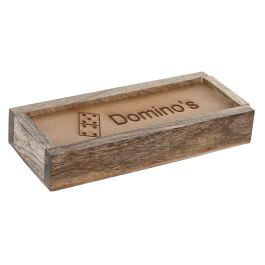 DKD Home Decor Set de 2 Domino Resina y MDF Negro y Natural 7 x 3 x 20 cm