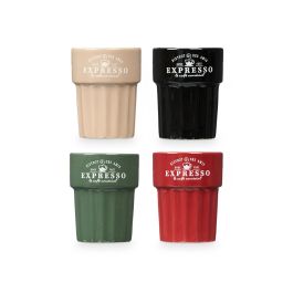 Vessia Vaso Expresso 300 ml Loza Neutros Crema Negro Rojo Verde 8x10x8 cm (Set de 24)