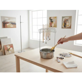 Liderpapel Limpiador con Soporte para Brochas y Pinceles de Aluminio 18x10,5 cm
