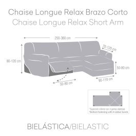 Funda para chaise longue de brazo corto derecho Eysa JAZ Burdeos 120 x 120 x 360 cm