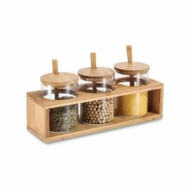 Set de 3 Botes DKD Home Decor 31 x 11 x 10,5 cm Natural Bambú Vidrio de Borosilicato Precio: 8.49999953. SKU: S3041263