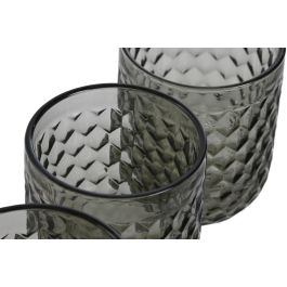 DKD Home Decor Vaso Gris Cristal Set de 6 Piezas 8 x 10 x 8 cm Capacidad 240ml
