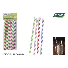 Set de 25 pajitas de cartón con franjas - 197x6 mm - Algon (24 Unidades) Precio: 11.88999966. SKU: B18NCHQM2N
