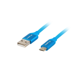 Lanberg Cable USB 2.0 Macho Micro a Macho USB, 1m, Azul, Cable de Tela Trenzada, Conectores Bañados en Oro, Soporta Quick Charge 3.0 Precio: 5.50000055. SKU: S5611070