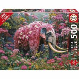 EDUCA EDU1747456955651 Puzzle Elefante Florido 500 piezas, Temática Animal, para niños a partir de 10 años