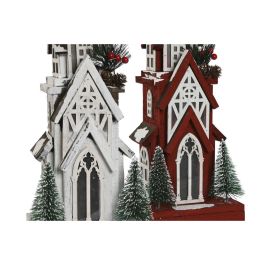 Casa Navidad Tradicional DKD Home Decor Rojo Blanco 14 x 63 x 16 cm (2 Unidades)