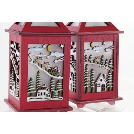 DKD Home Decor Farola Navideña Tradicional LED Madera Rojo y Blanco, Diseño Casa Árbol Reno, 18 cm - Pack de 2 con Pilas AAA DKD Home Decor Farola Navideña Tradicional LED Madera Rojo y Blanco, Diseño Casa Árbol Reno, 18 cm - Pack de 2 con Pilas AAA