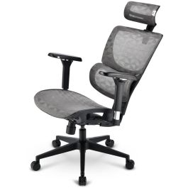 Sharkoon C40M Silla de Oficina Ergonómica OfficePal, Asiento Malla y Respaldo Rejilla Gris, Reposacabezas y Reposabrazos 4D, 150kg