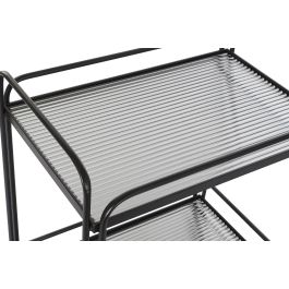 DKD Home Decor Camarera Loft de Metal y Cristal Negra 40.5 cm Largo x 75.5 cm Alto x 60.5 cm Ancho