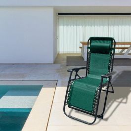 Marbueno Tumbona Plegable Acero Con Cojin Jardin y Piscina 90X66X108 cm Gravedad Cero Verde 10008