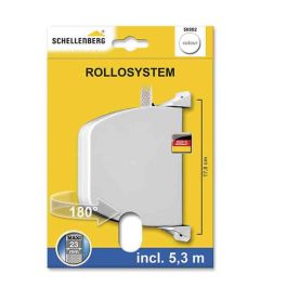 Schellenberg Recogedor exterior abatible giratorio 180° con cinta de 5,3 m, 34 x 188 x 156 mm, blanco