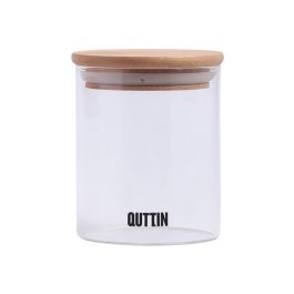 Quttin Tarro Borosilicato 600ml 9.5x11.5cm con Tapa de Bambú