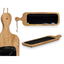 Bandeja rectangular con asa de madera mango negro Giftdecor 50x14 cm (6 Unidades) Bandeja rectangular con asa de madera mango negro Giftdecor 50x14 cm (6 Unidades)