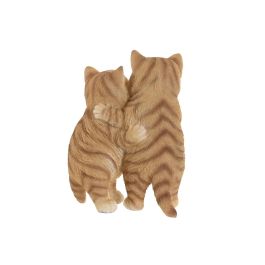 DKD Home Decor Figura Decorativa Gatos Moderna Resina Gris Marrón 9x18x13.5 cm Pack 2 Unidades