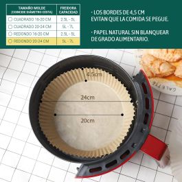 Inde Set 30 Bases Papel Airfryer Redondas 24 cm