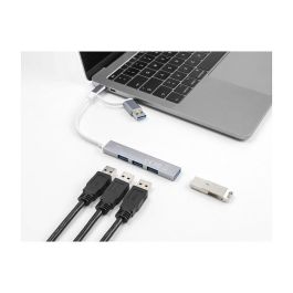 DeLOCK Hub USB 3.2 Gen 1 de 4 Puertos (3x USB 2.0 + 1x USB 5 Gbps), Conexión USB Tipo-A o Tipo-C, Plug & Play, Plata
