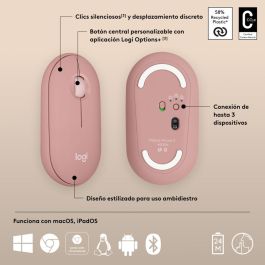 Logitech Ratón Inalámbrico Pebble Mouse 2 M350S, Ambidiestro, Plástico Reciclado, Bluetooth, 400-4000 DPI Logitech Ratón Inalámbrico Pebble Mouse 2 M350S, Ambidiestro, Plástico Reciclado, Bluetooth, 400-4000 DPI