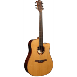 LAG Tramontane 118 A/E Guitarra Acústica Dreadnought Cutaway Tapa Cedro Rojo Macizo Natural Brillante