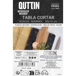 Quttin Tabla de Cortar de Acacia y Mármol, 30 x 14 cm (12 Unidades)