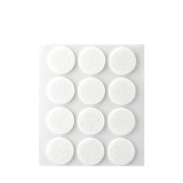 Inofix Plasfix Pack 12 fieltros blancos sintéticos adhesivos Ø22mm, lana acrílica, protección suelo