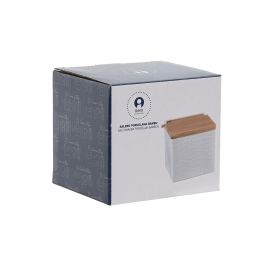 DKD Home Decor Salero Blanco Natural Porcelana Bambú 11.5 x 11.5 x 12 cm