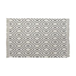 DKD Home Decor Alfombra Boho con Diseño de Rombos Blanco y Negro 190x120 cm, Fabricada en Algodón y Poliéster de 1000 gsm, 0.7 cm de Grosor Precio: 24.23388. SKU: S3038139