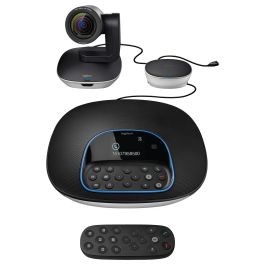 Logitech 960-001057 Sistema de Videoconferencia en Grupo Full HD, Zoom Digital 10x, Color Negro y Gris