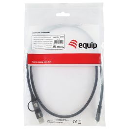 EQUIP Cable USB-C 3.2 Gen 2x2 a USB-A 128431, 1m, 20Gbps, Carga Rápida 100W, Negro