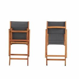 Conjunto de 2 Sillas Plegables de Madera de Acacia FSC y Textilene Gris