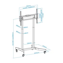 Tooq Soporte Suelo Ruedas Eléctrico Lux FSM02-B para Pantallas 55"-100", Negro, Regulable en Altura 1100-1600mm, Carga Máx 120kg