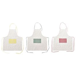 DKD Home Decor Delantal de Cocina Shabby Estilo Vichy Poliéster 110x70 cm Amarillo Verde, Pack de 12 Unidades para Cocina y Hogar