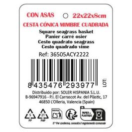 Inde Cesta Cónica de Mimbre Cuadrada con Asa 22 cm x 22 cm x 8 cm (12 Unidades)