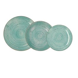 Quid Vajilla Porcelana Montreal Turquesa 18 Piezas para 6 Personas Apto Lavavajillas Microondas