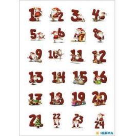 HERMA 15071 Decoración Números Navidad Papel Rojo Permanente 72 Piezas