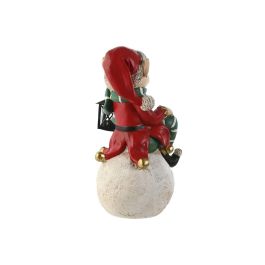 DKD Home Decor Figura de Navidad Elfo Tradicional con LED de Magnesia Rojo y Verde 26x42x26 cm