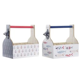 DKD Home Decor Portavasos de MDF Colección Costa Mediterraneo Multicolor 27x16.5x25.5 cm (Ancho x Largo x Alto) Pack 2 Unidades