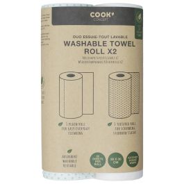 Cook Concept Juego de 2 Rollos de Bayeta Reutilizable y Lavable, Absorbente, 20 Hojas Precortadas por Rollo, Liso y Texturizado Precio: 9.5000004. SKU: B17YTSZBH9