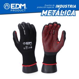 Edm Guante Industria Metalúrgica T-10 Nailon / Licra Palma Nitrilo para Automoción, Mecánicos, Bricolaje, Montaje Muebles, Logística, Almacenes e Industria Metálica