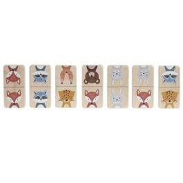 DKD Home Decor Juego de Mesa Domino para Niños, Madera Multicolor, 28 Piezas, 6.5x4x19 cm