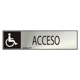Normaluz Cartel informativo acceso discapacitados acero inoxidable adhesivo 0.8mm 5x20cm