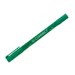 Q-connect Rotulador Marcador Permanente Doble Punta Color Verde Trazo 0,4 mm y 1 mm
