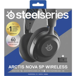 Steelseries Arctis Nova 5P Auriculares Inalámbricos para Juegos Negro ClearCast 2.0 Batería 36 Horas STE5707119053242