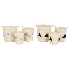 DKD Home Decor Cesta Boho Set de 3 (2 Unidades) Negro Gris Natural 33 x 40 x 33 cm