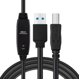 MicroConnect Cable USB 3.2 Gen 1 Activo A-B 10m Negro - Tasa de transferencia 5 Gbit/s con amplificador