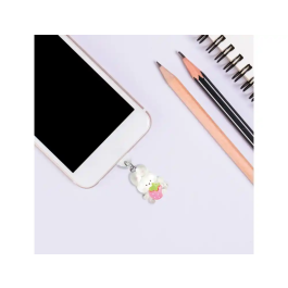 Wondee Charm Funny Protege y Decora tu Móvil con Conejito Blanco, Protege Puerto de Carga Tipo-C/Lightning del Polvo, Accesorio y Charm para Smartphone, Blanco